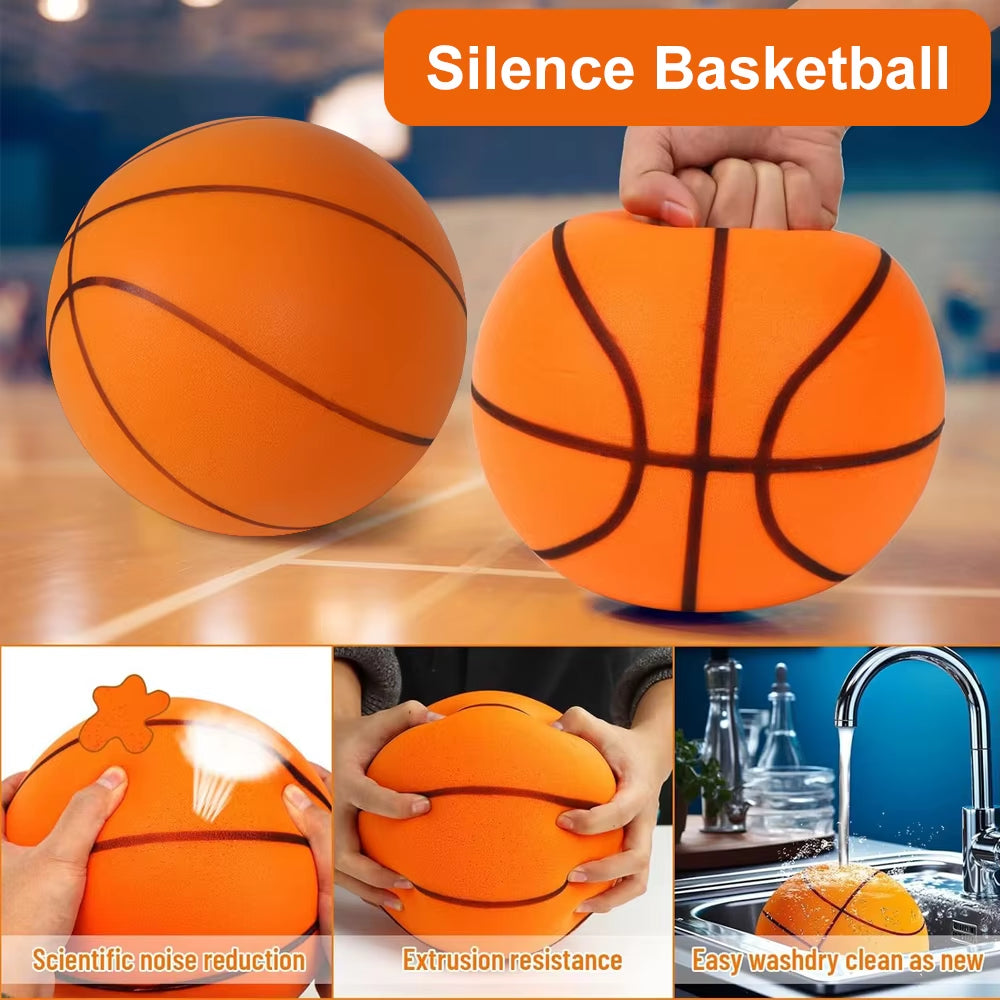 Silent Dribbling Basketball Indoor Foam Ball Size 3/5/7 High Bounce Noiseless Non-Deforming for Indoor Training Basketball